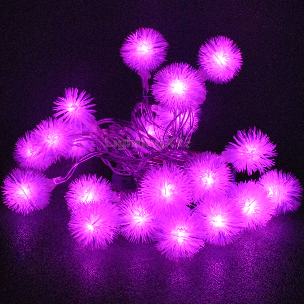 Battery Powered Pink Snowball LED Fairy Lights