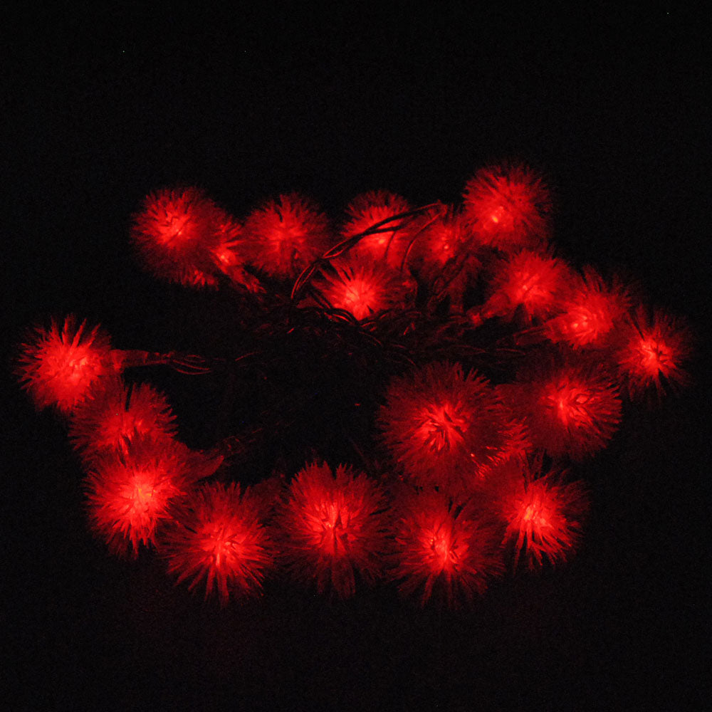 Battery Powered Red Snowball LED Fairy Lights