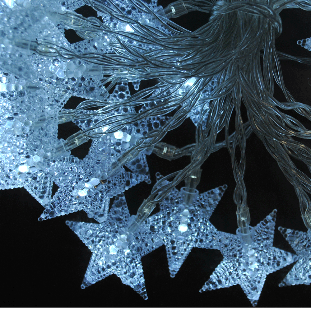 Battery Powered Cool White Stars Shaped LED Fairy Lights