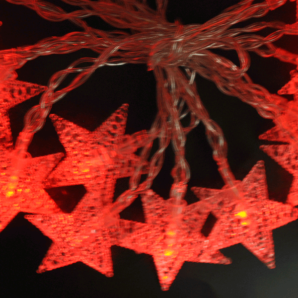 20LED 2 metres USB Powered Red LED Star Shaped Fairy Lights