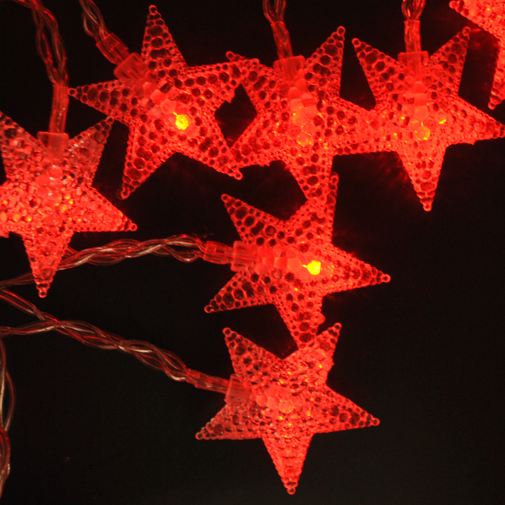 20LED 2 metres USB Powered Red LED Star Shaped Fairy Lights