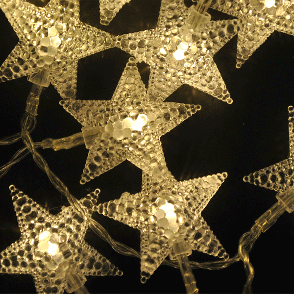 Battery Powered Warm White Stars Shaped LED Fairy Lights