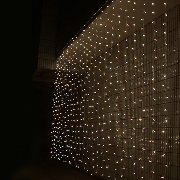 200/300LED Mains Powered Warm White 2x2/3x3m Curtain Fairy Lights